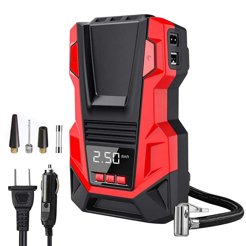 red car inflator air pump