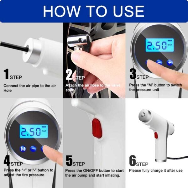 how to use portable car battery charger with air compressor