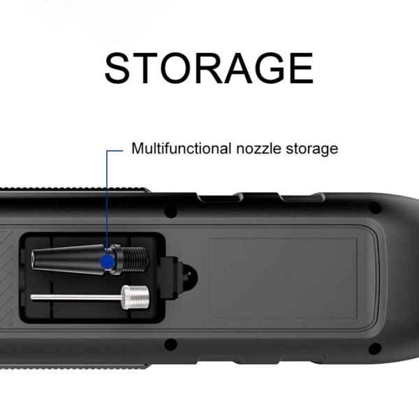 nozzle storage in rechargeable car tyre tire inflator